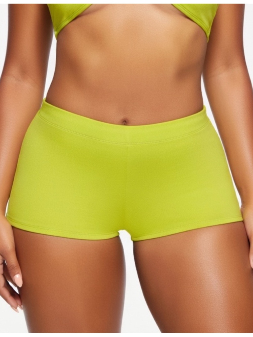 NWT SKIMS SKIMS Recycled Swim Cut Out Mid Waist Boyshort XXS in Cocoa